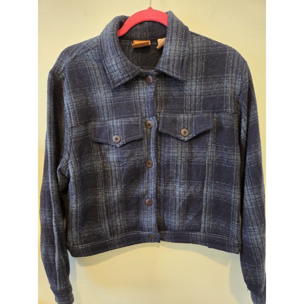 Fargo Clothing Western Blue Plaid Women's Crop Jacket L Wool Blend